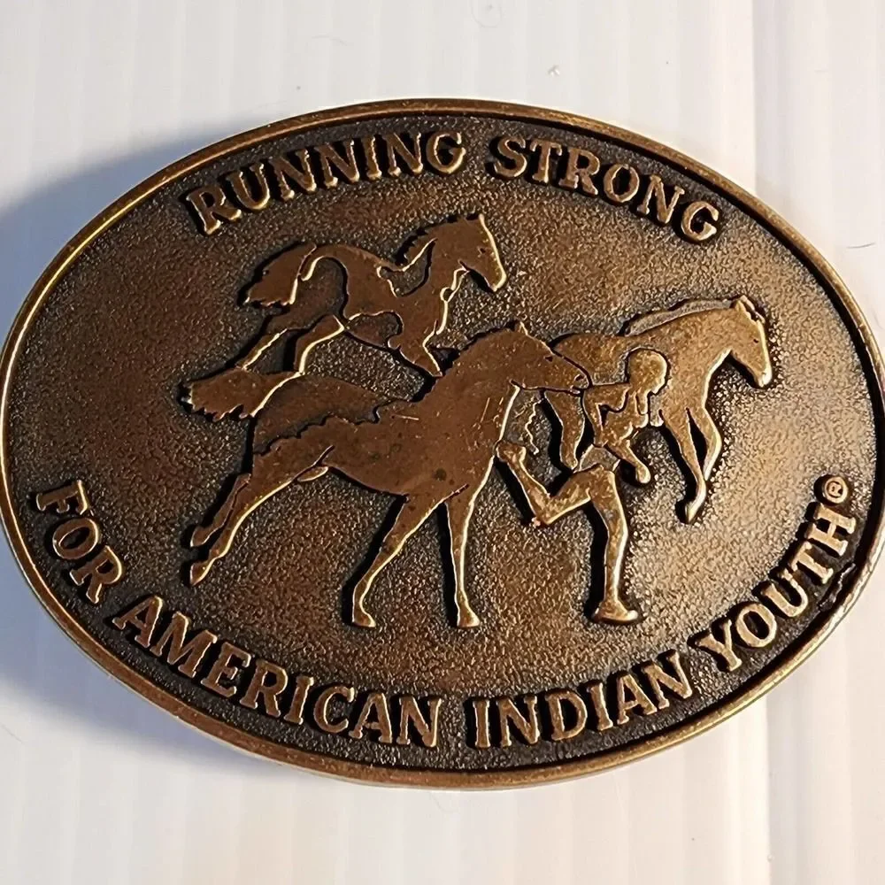 Vintage Running Strong For American Indian Youth 1997 Belt Buckle
